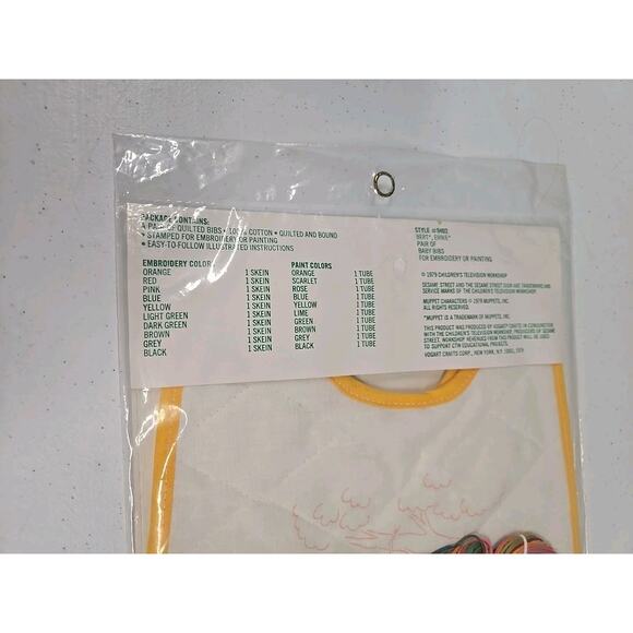 Vintage Vogart Crafts Sesame Street BERT and ERNIE Embroidery Kit Baby Bib Set - Picture 6 of 7
